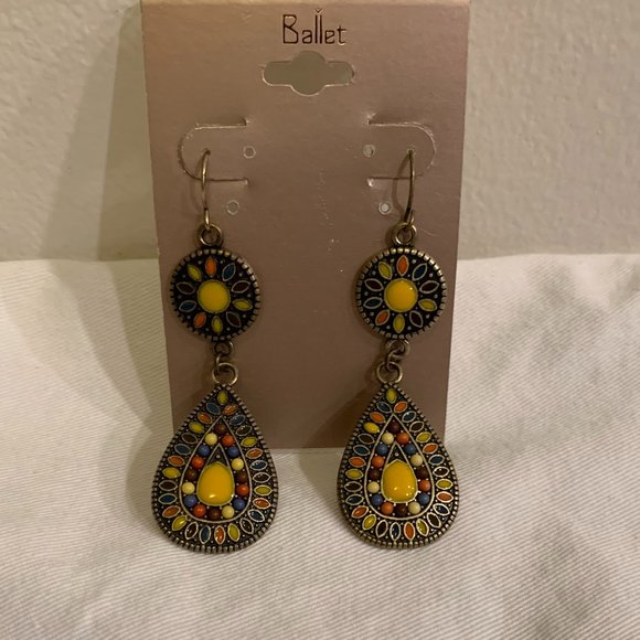 Ballet Dangling Multicolored Earrings - Picture 1 of 8